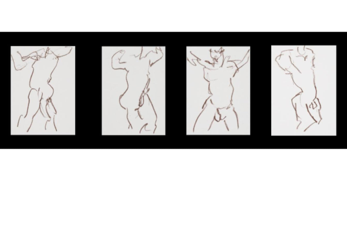 Sketch No. 114 — Set of Four Figure Studies (Framed)